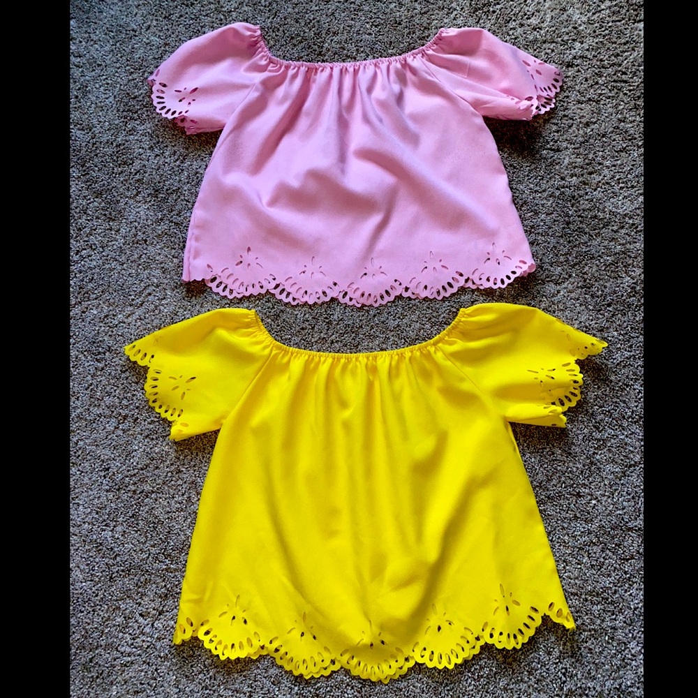 SHEIN OFF THE SHOULDER CROP BLOUSE SET OF 2 SIZE M